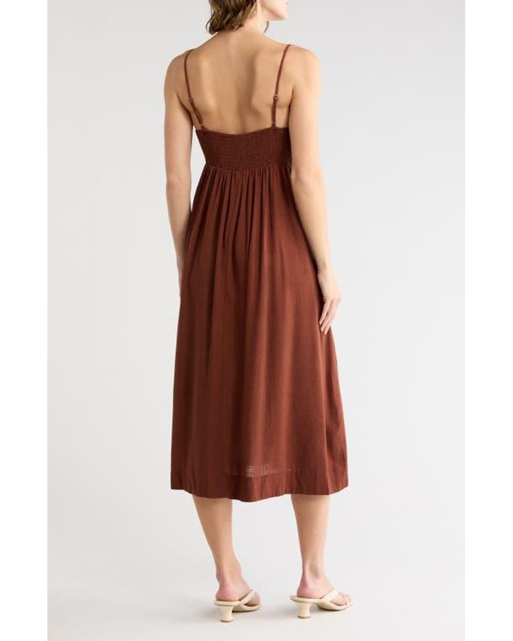 Lush Red Button Down A-Line Midi Dress