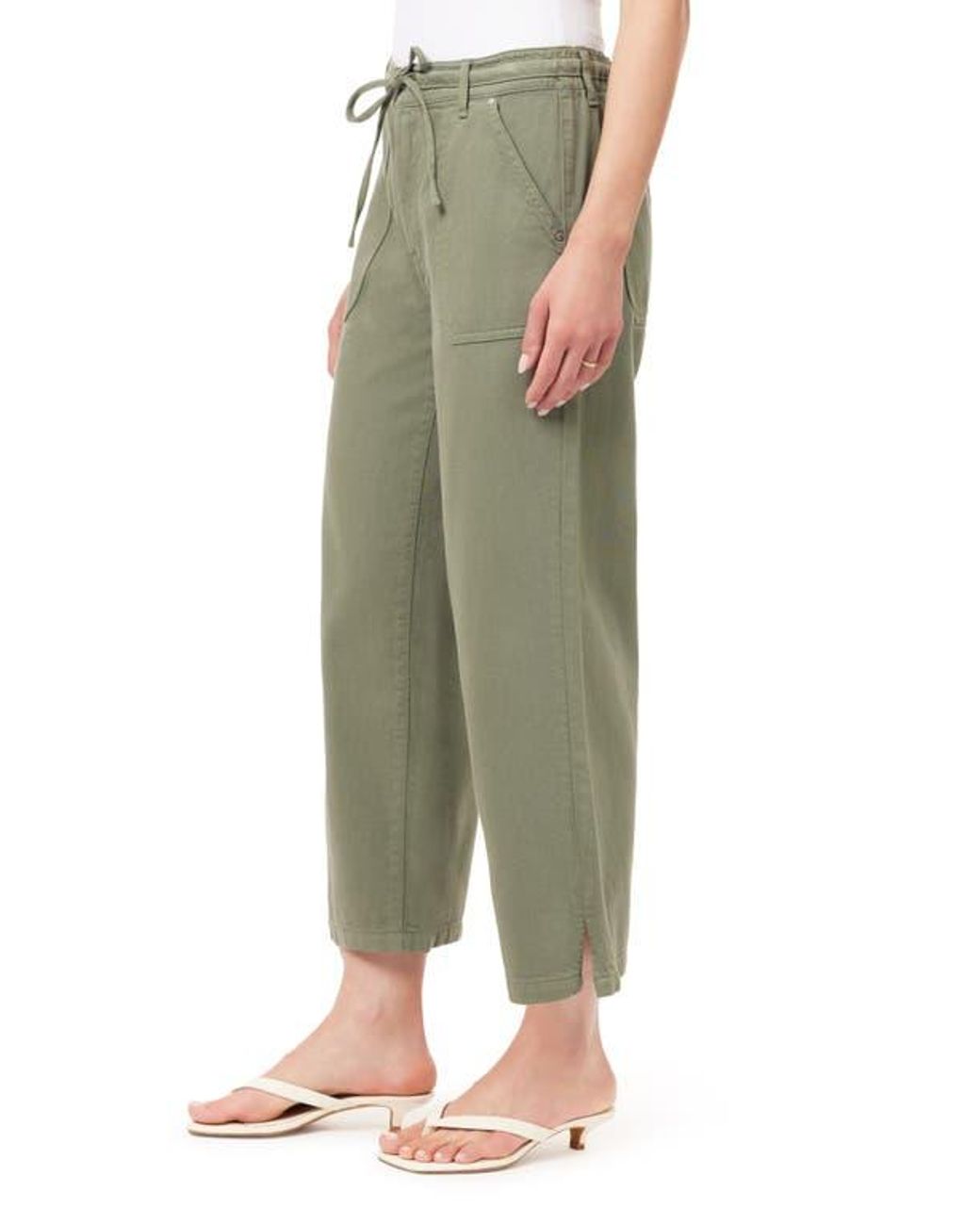 Kensie Green Drapey Easy Cropped Drawstring Pants