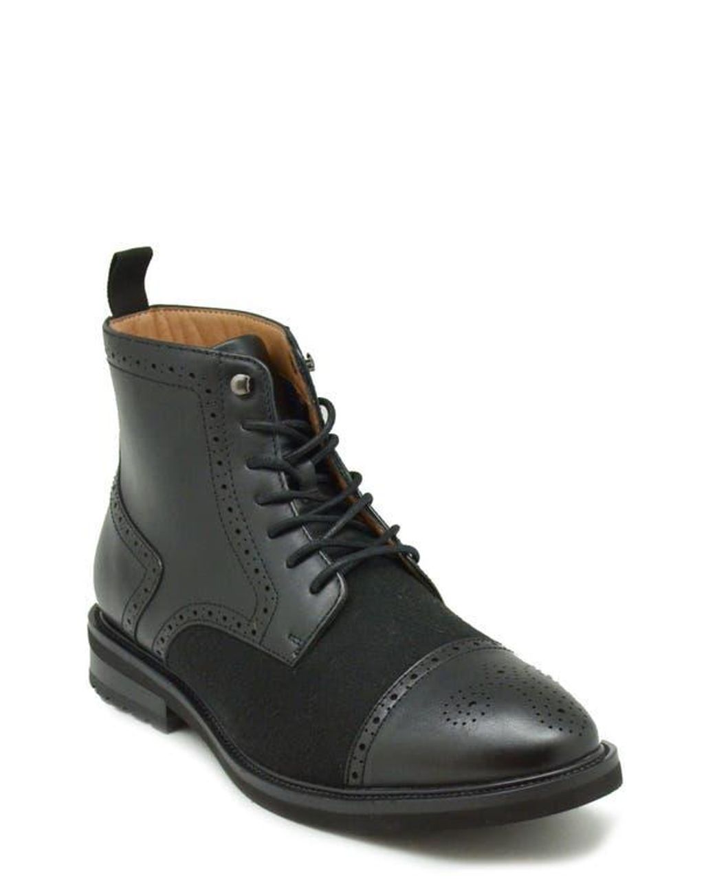 La Milano Black Questo Brogue Combat Boot for men