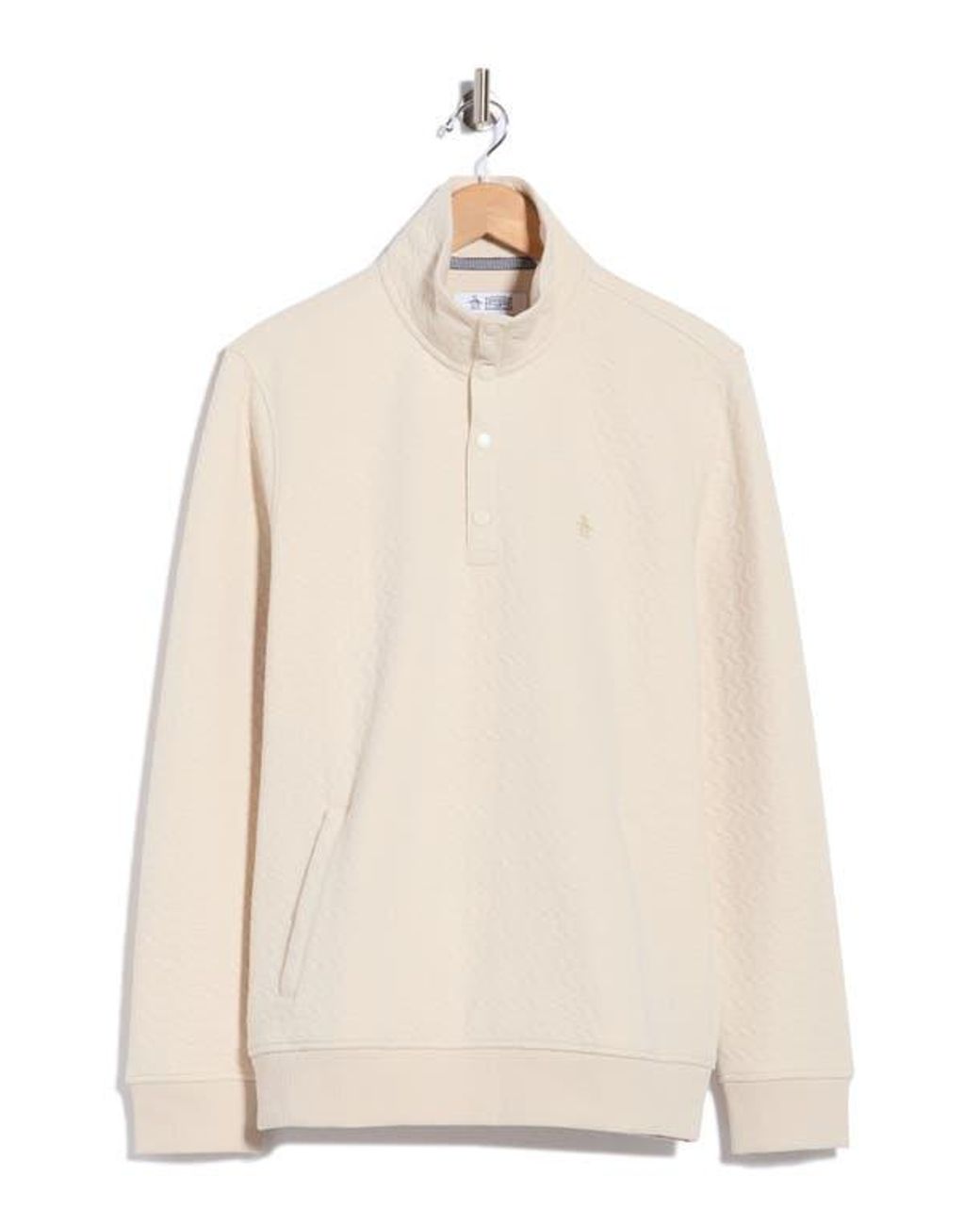 Original Penguin White Quilted Quarter-Snap Pullover for men