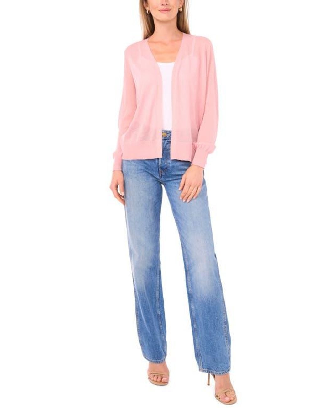 Vince Camuto Pink Tissue Knit Cardigan
