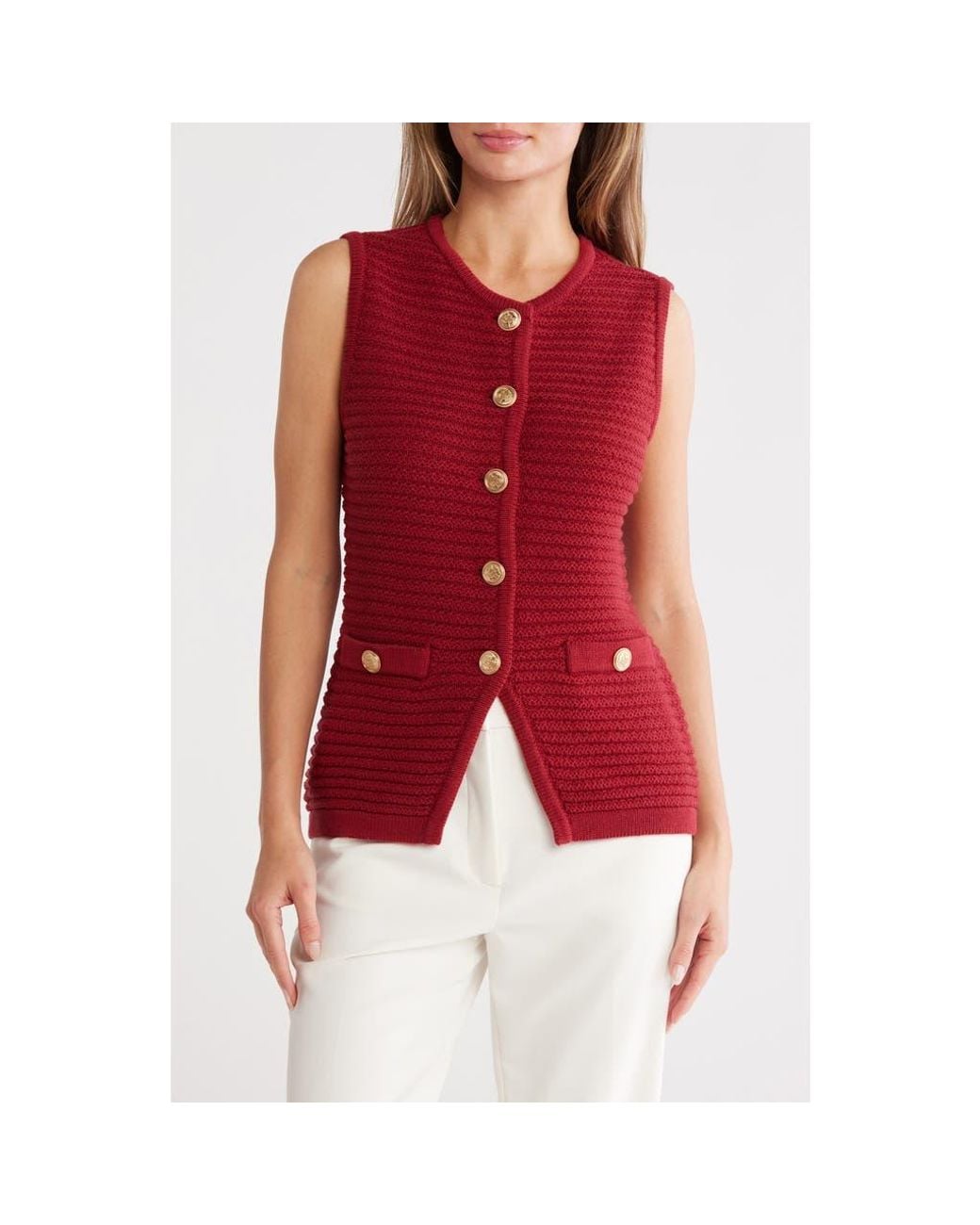 Gemma Jane Red Buttoned Sweater Vest