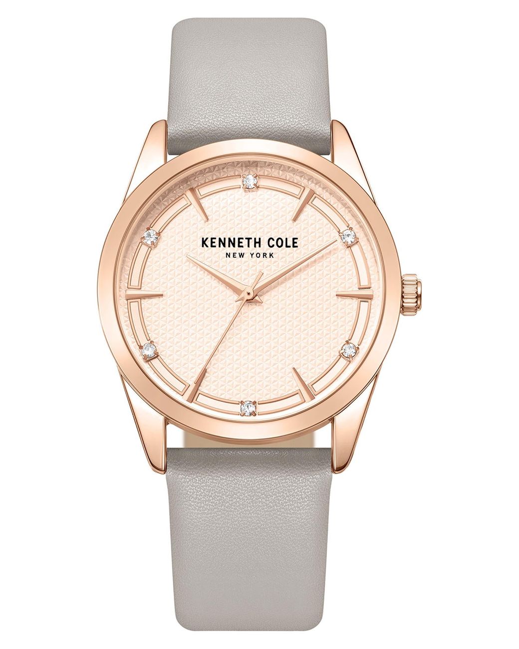 Kenneth Cole Crystal Leather Strap Watch in Gray | Lyst