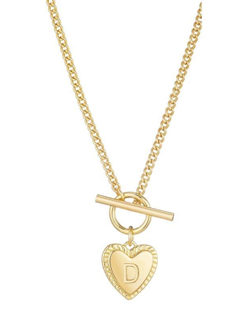 Adornia Metallic Initial Heart Toggle Necklace