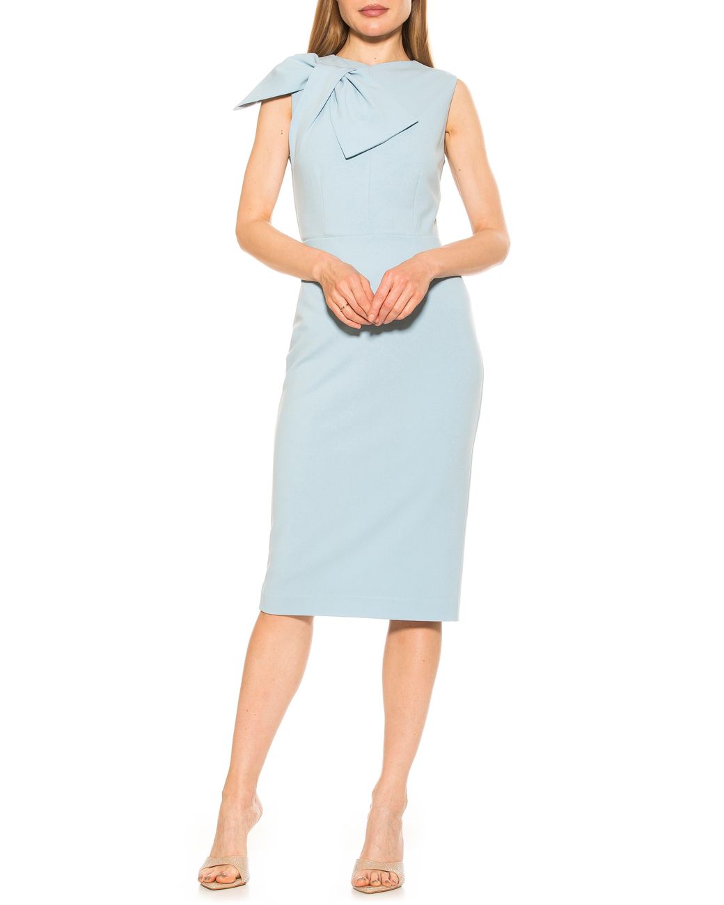 Alexia Admor Brigitta Bow Tie Bodice Midi Dress in Blue | Lyst