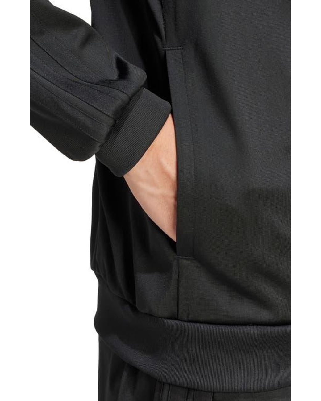 Adidas Black Essentials Warm-Up 3-Stripes Track Jacket for men