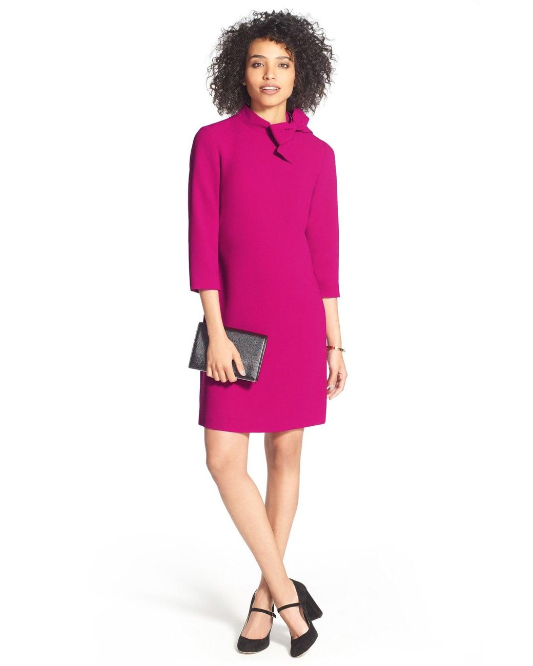 Eliza J Bow Neck Crepe Shift Dress in 
