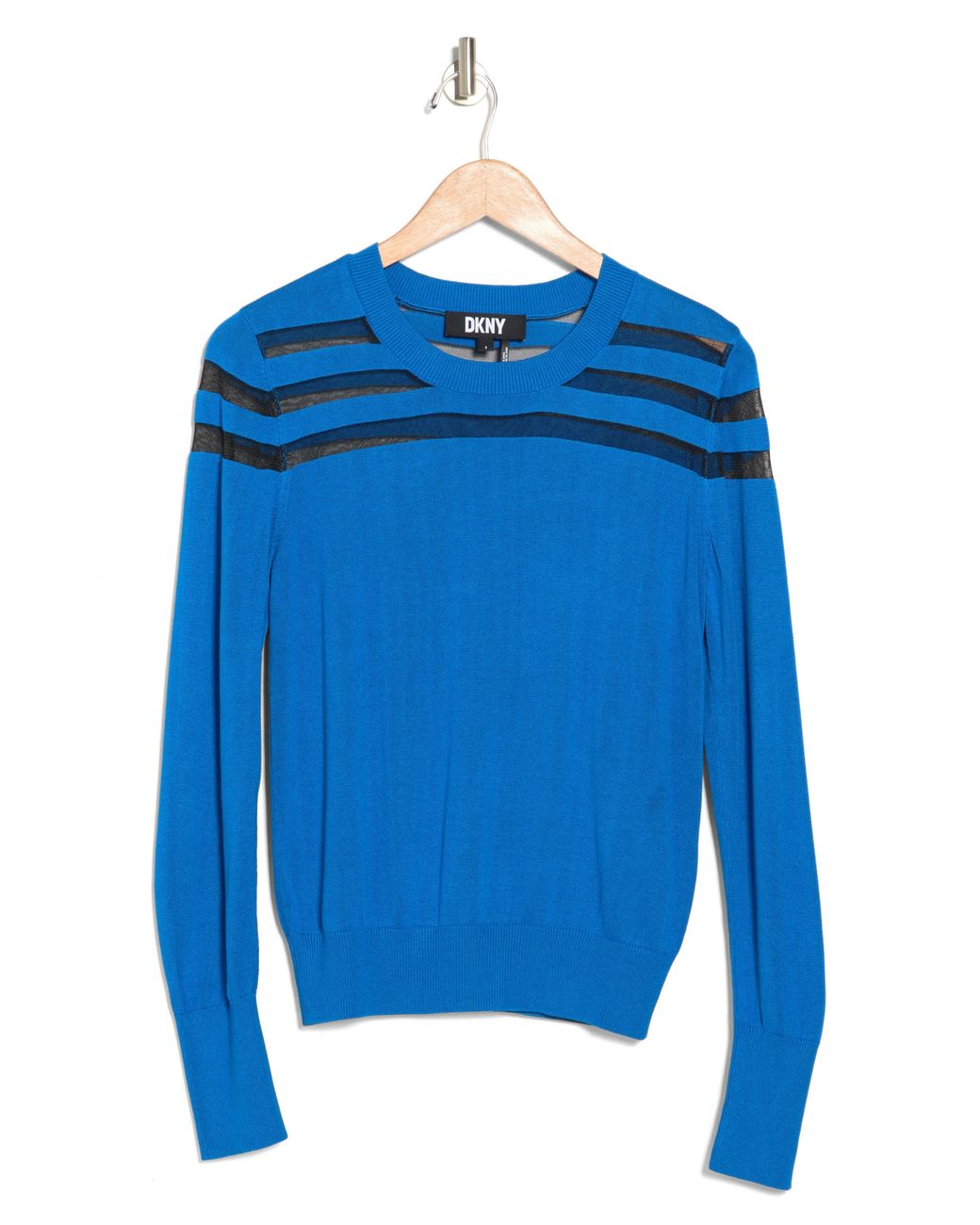 DKNY Sheer Mesh Yoke Turtleneck Sweater in Blue Lyst