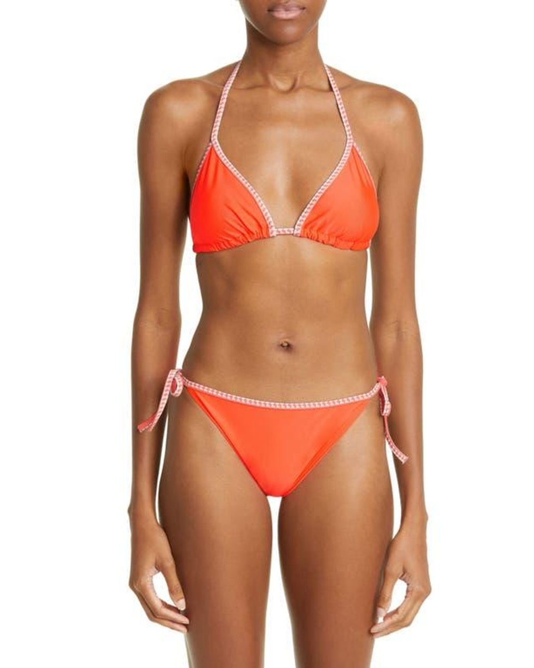 Lemlem Orange Lena Triangle Bikini Top