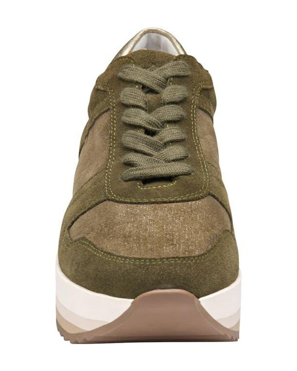 Johnston & Murphy Green Gracie Colorblock Platform Sneaker