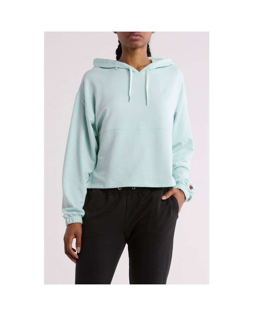 Champion Soft Crop Pullover Hoodie in Blue Lyst