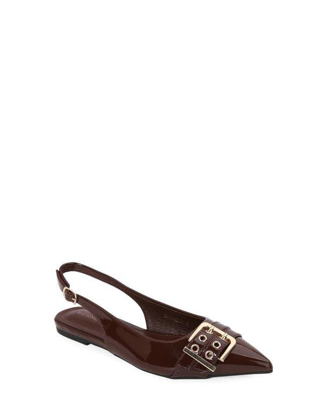 BERNESS Brown Buckle Slingback Pointed Toe Flat