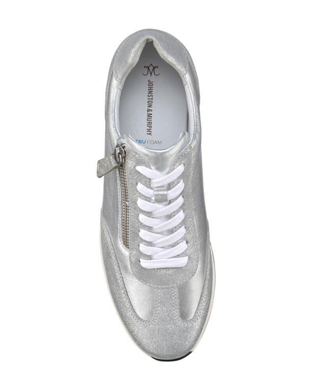 Johnston & Murphy White Gracie Side Zip Sneaker