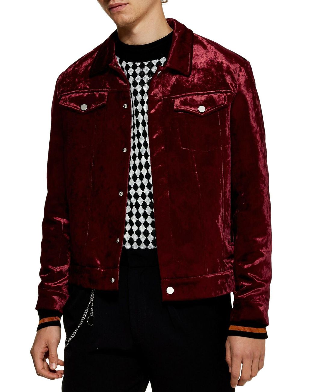 TOPMAN Velvet Western Jacket in Red for 