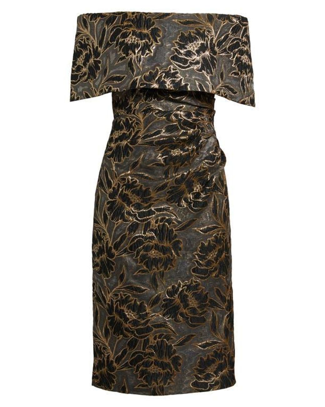 Vince Camuto Metallic Floral Jacquard Off The Shoulder Organza Cocktail  Dress in Green | Lyst