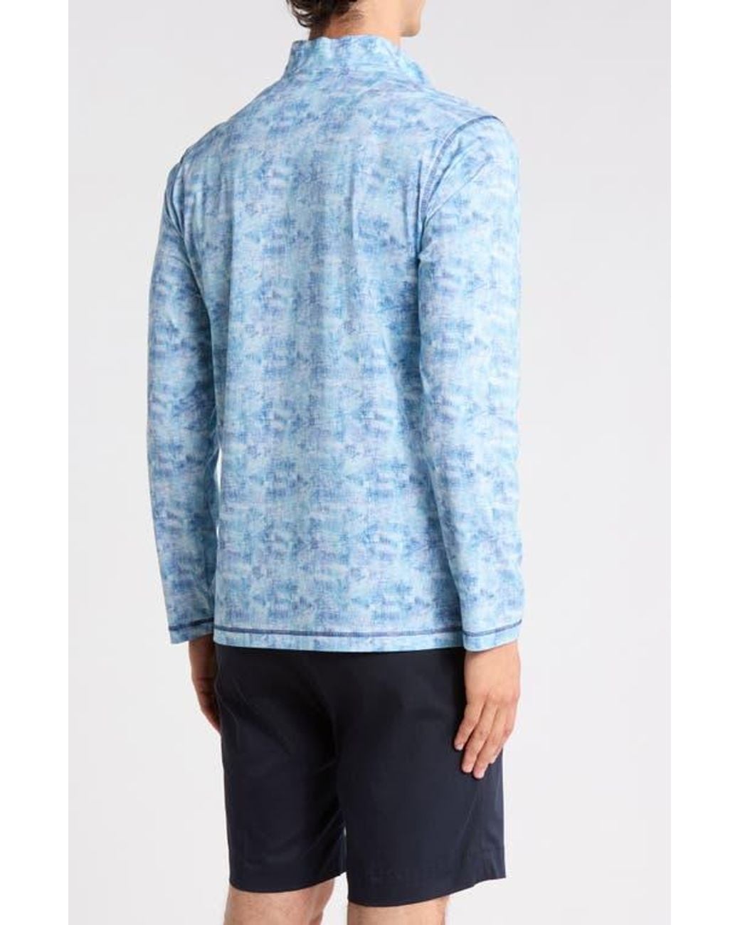 Bugatchi Blue Quarter Zip Performance Pullover for men