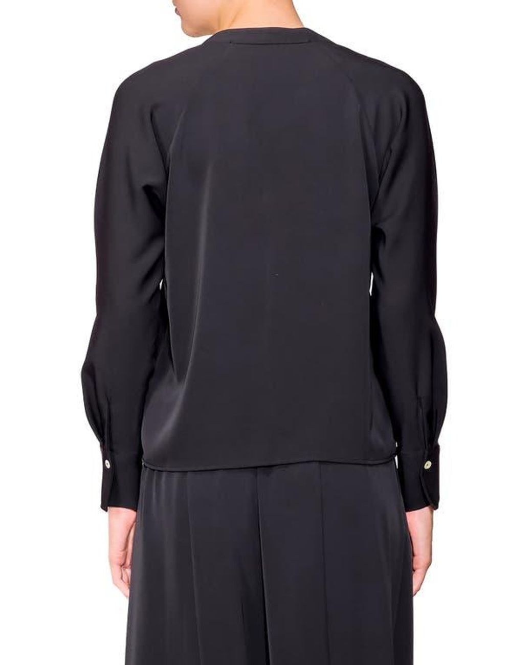 MELLODAY Black Crepe Split Front Top