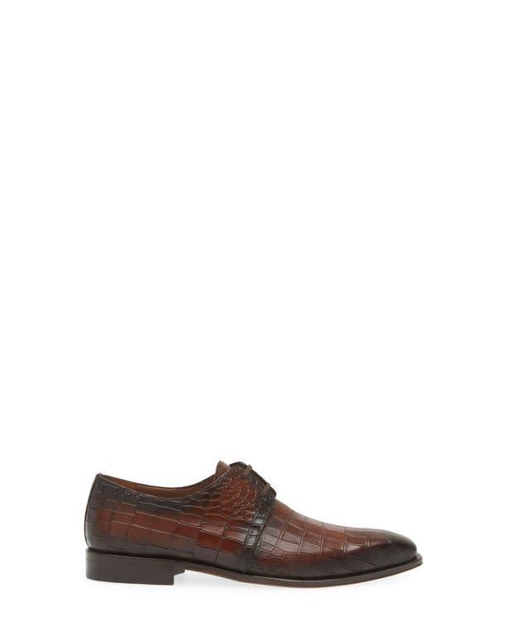 Mezlan Brown Croc Embossed Derby for men