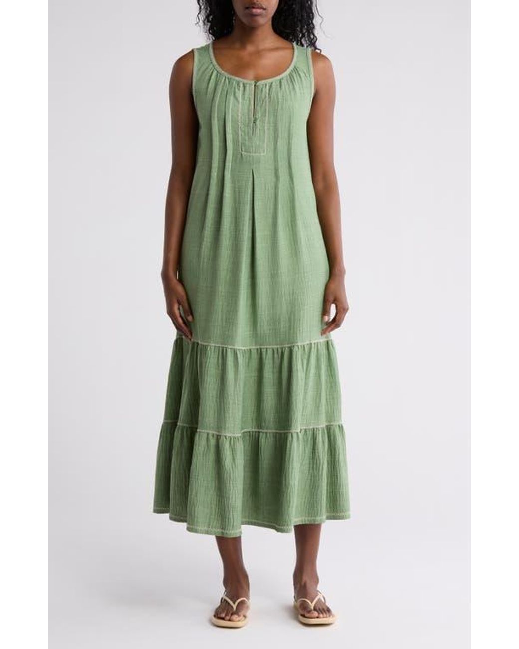 Max Studio Green Sleeveless Split Maxi Dress