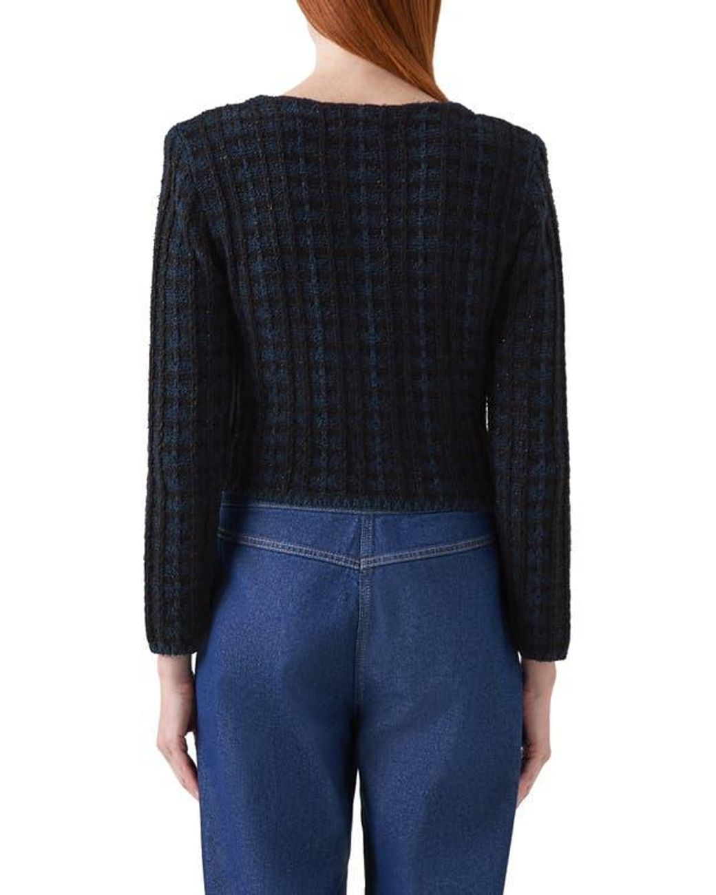 L.K.Bennett Blue Millie Metallic Fluffy Cardigan