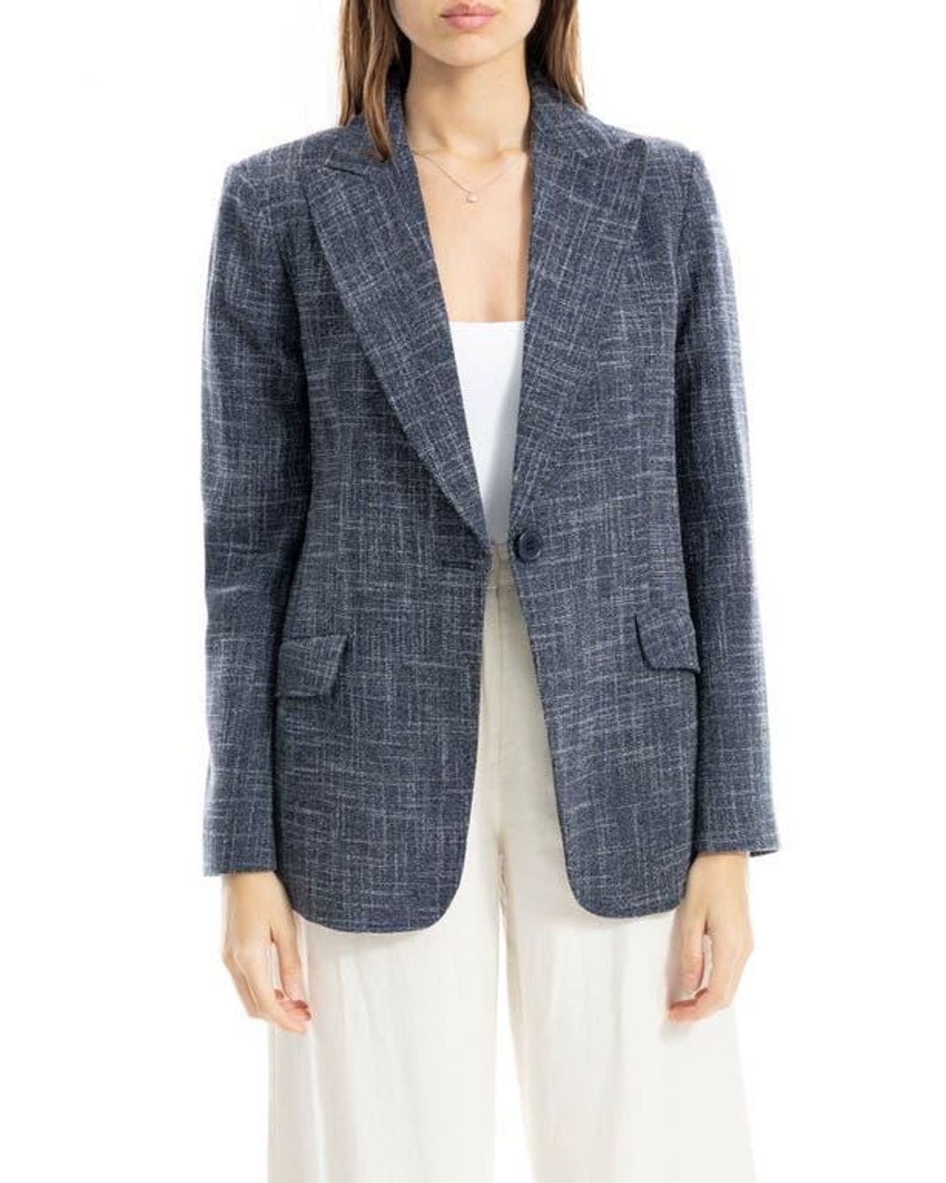 Max Studio Blue One Button Blazer