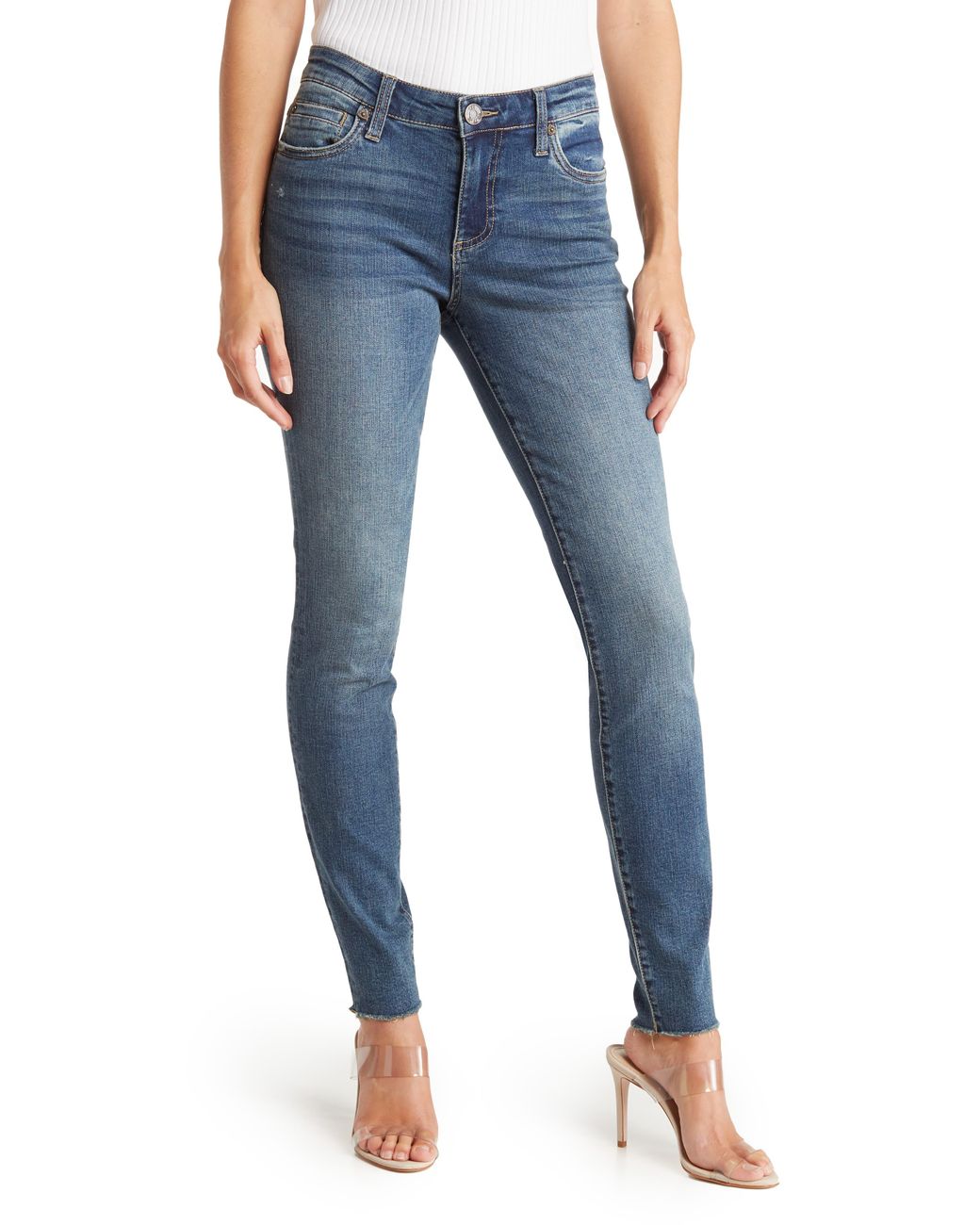 Kut From The Kloth Viv Frayed Toothpick Skinny Jeans in Blue | Lyst