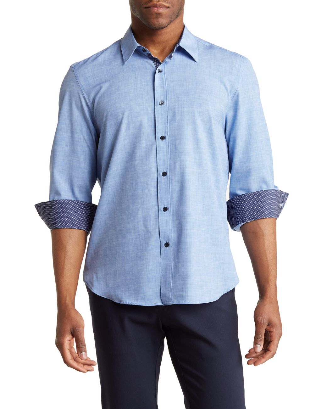 Con.struct Slim Fit 4-way Stretch Dress Shirt in Blue for Men | Lyst