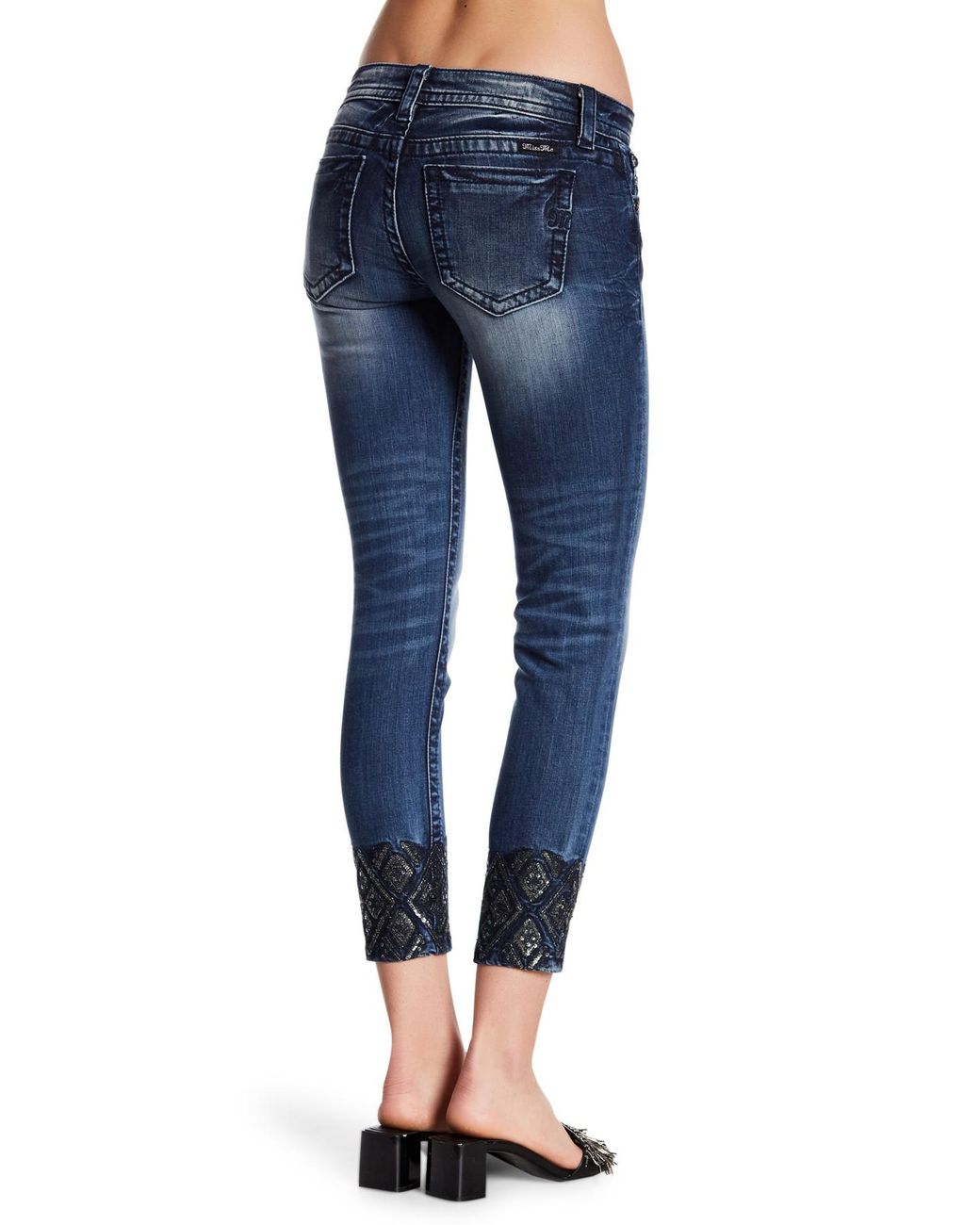 Miss Me Denim Embellished Cuff Ankle 