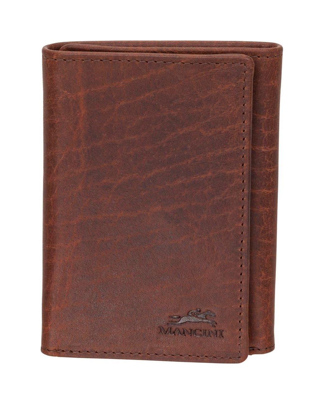 Mancini Brown Rfid Trifold Wallet for men