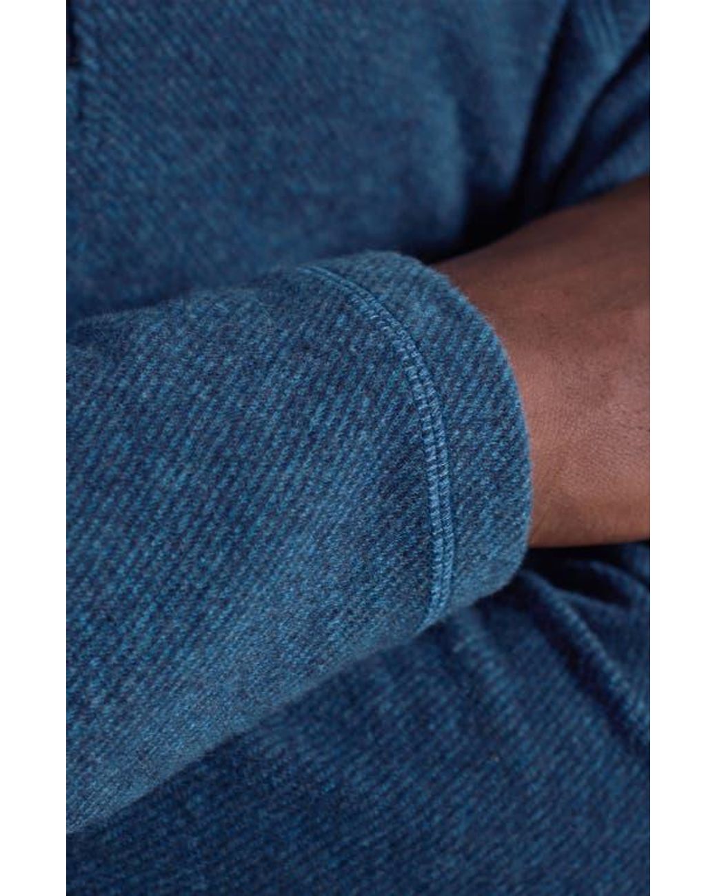 Bugatchi Blue Brushed Cotton Blend Quarter Zip Pullover for men