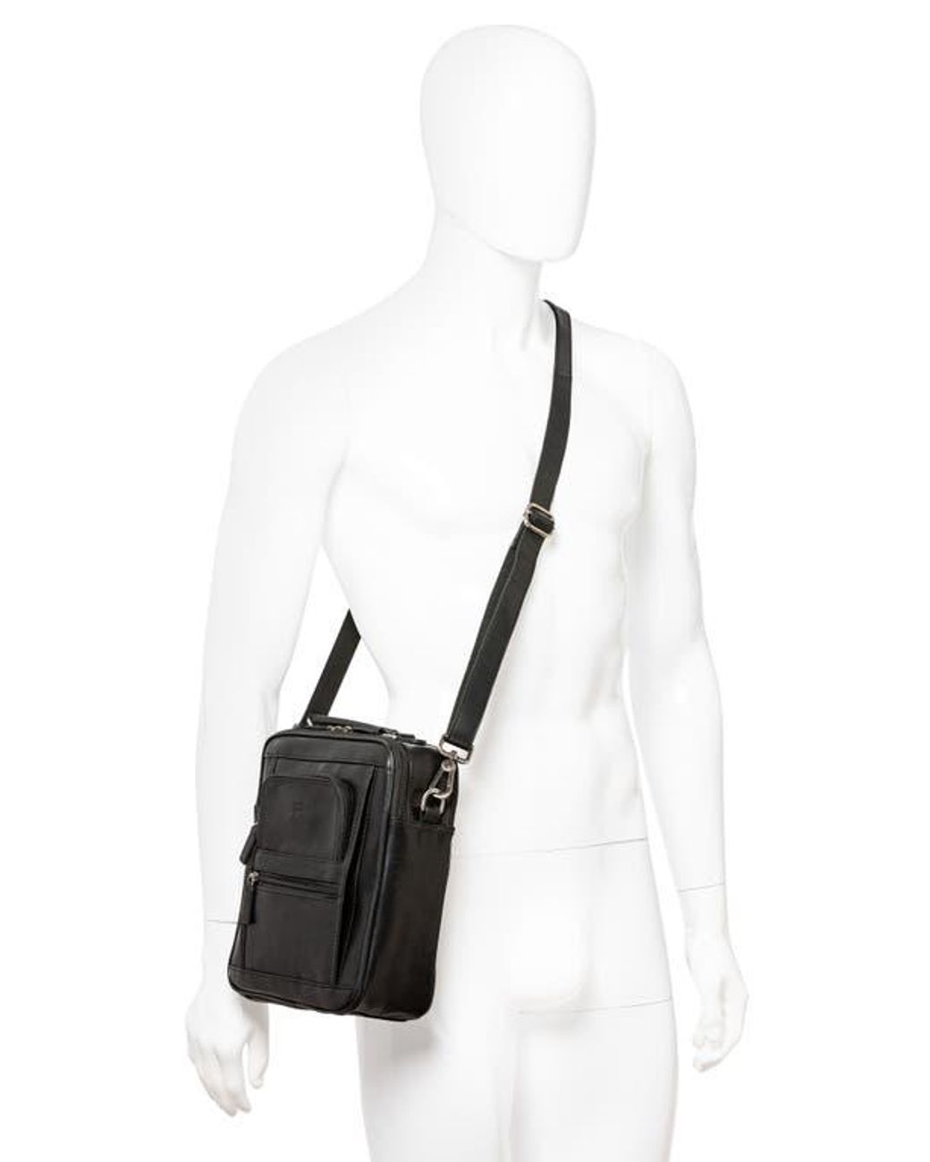 Mancini Black Buffalo Double Compartment Bag for men