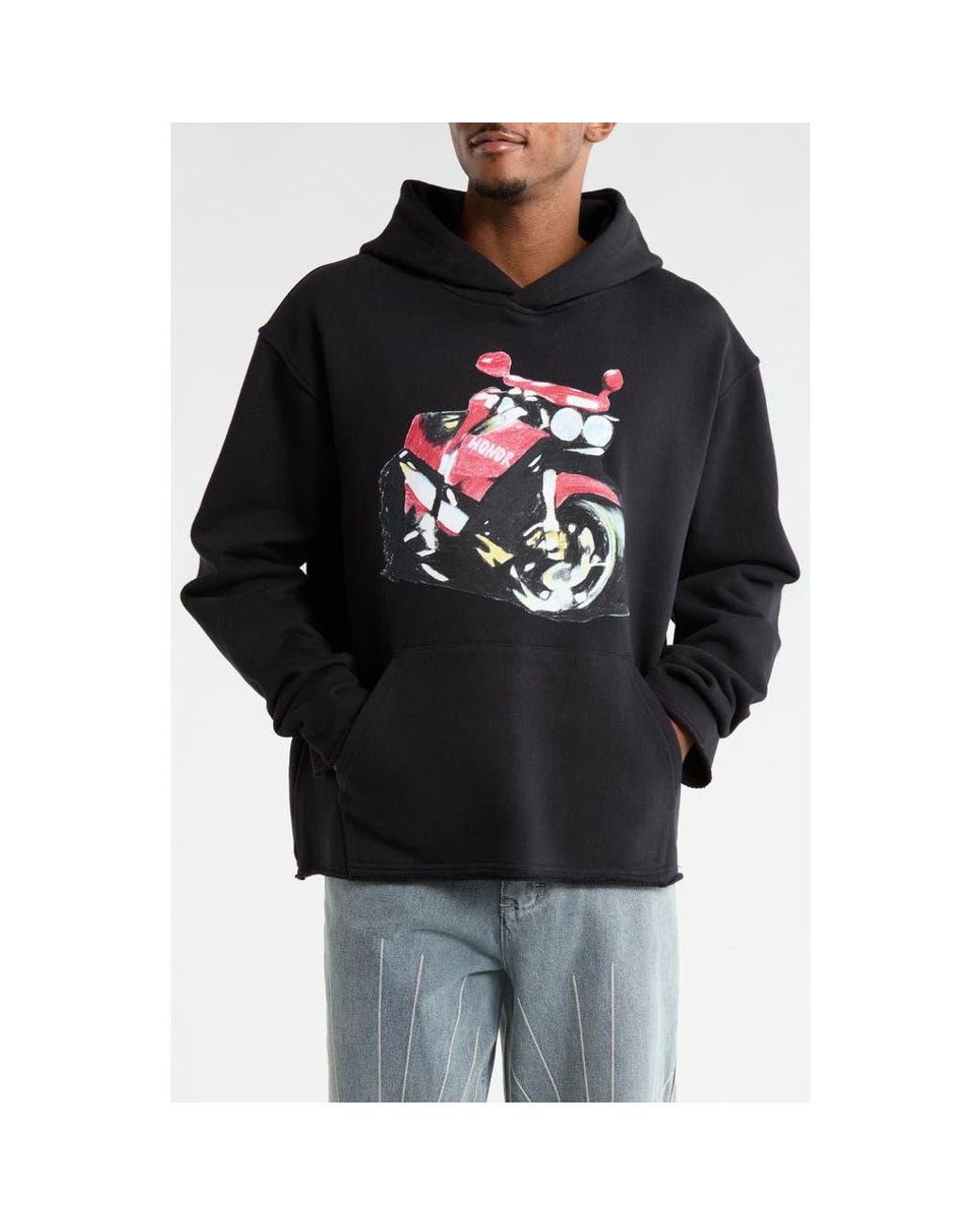 Honor The Gift Black Speedbike Graphic Hoodie for men