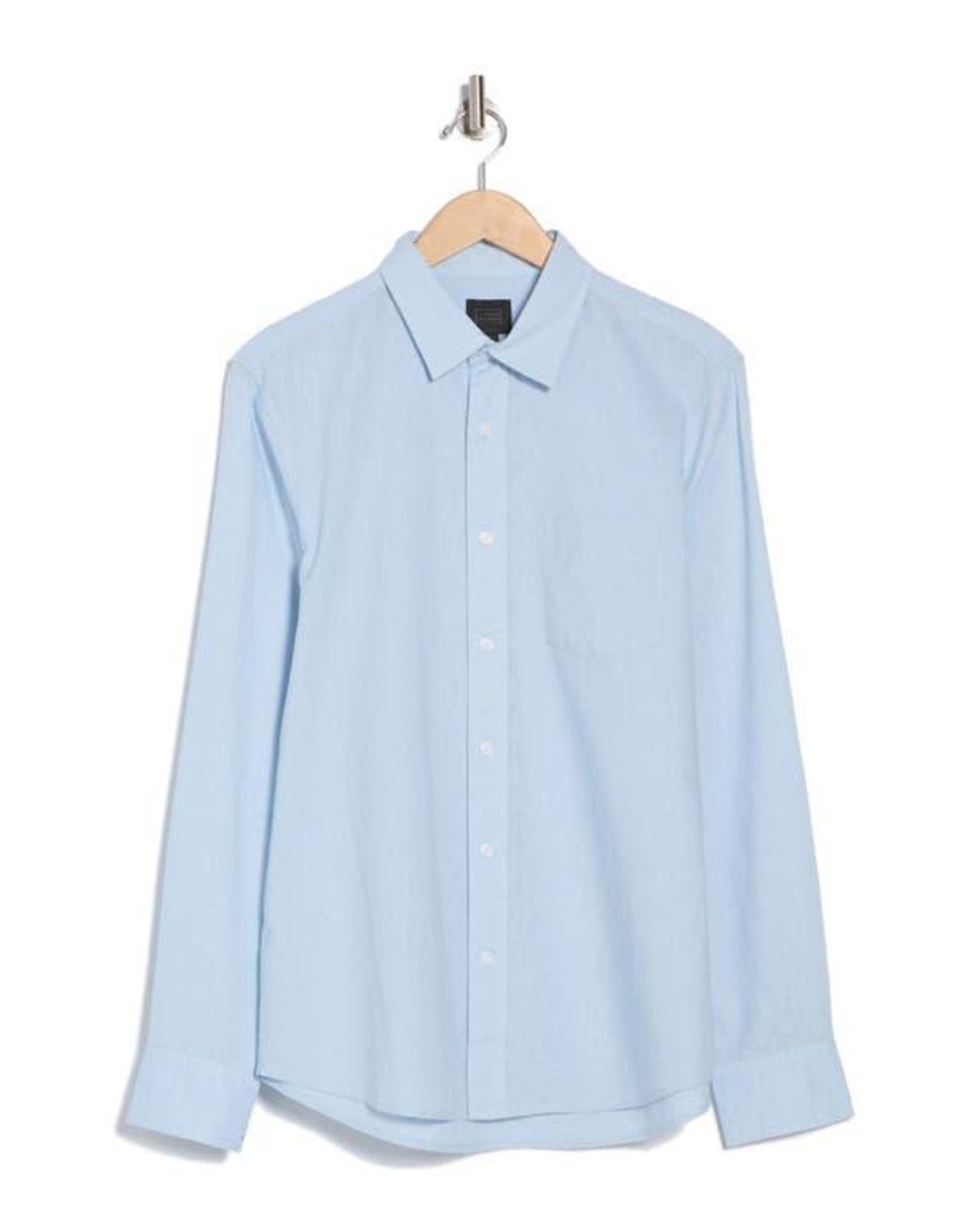 14th & Union Blue Solid Linen Blend Button-Up Shirt for men
