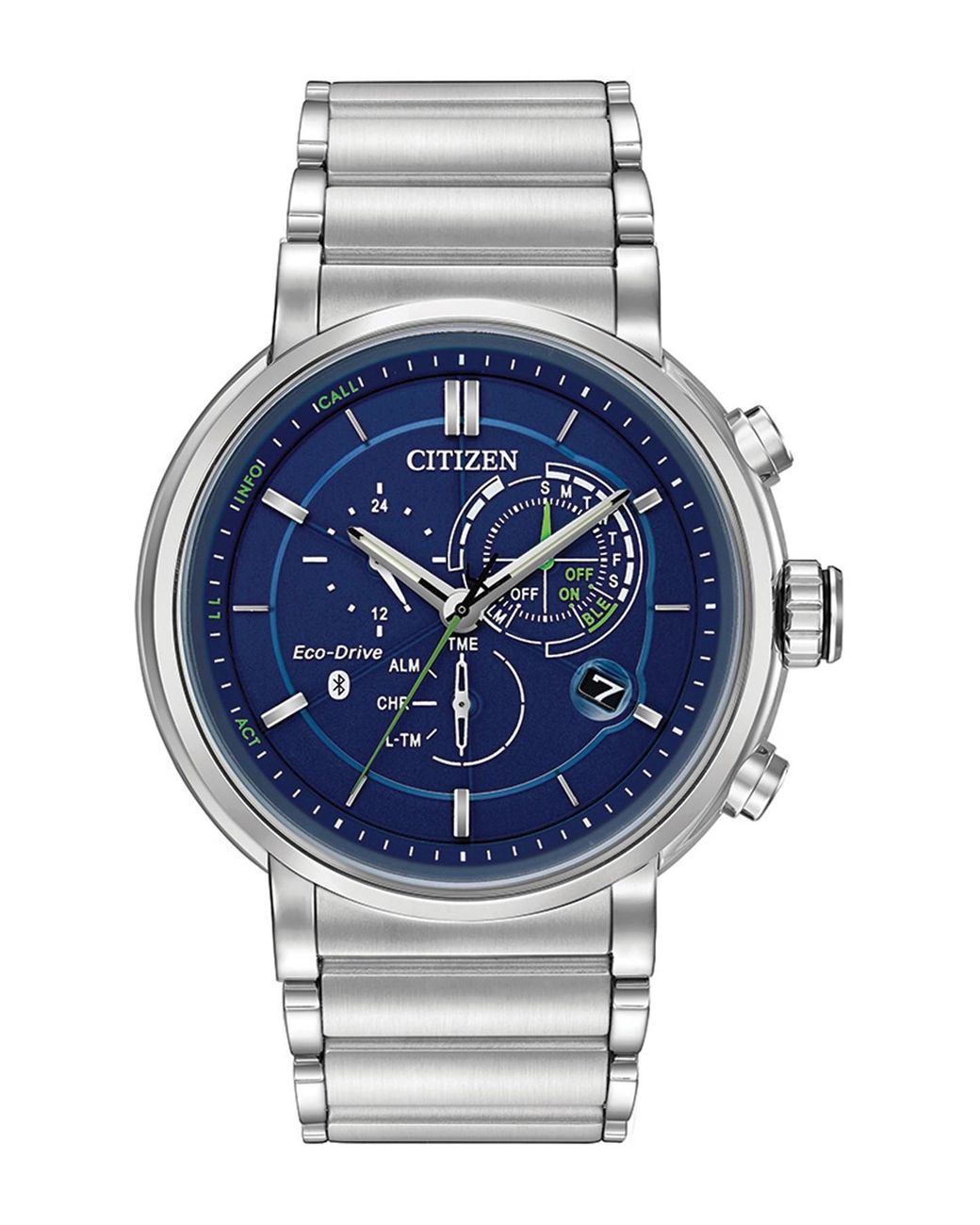 citizen silver and blue watch