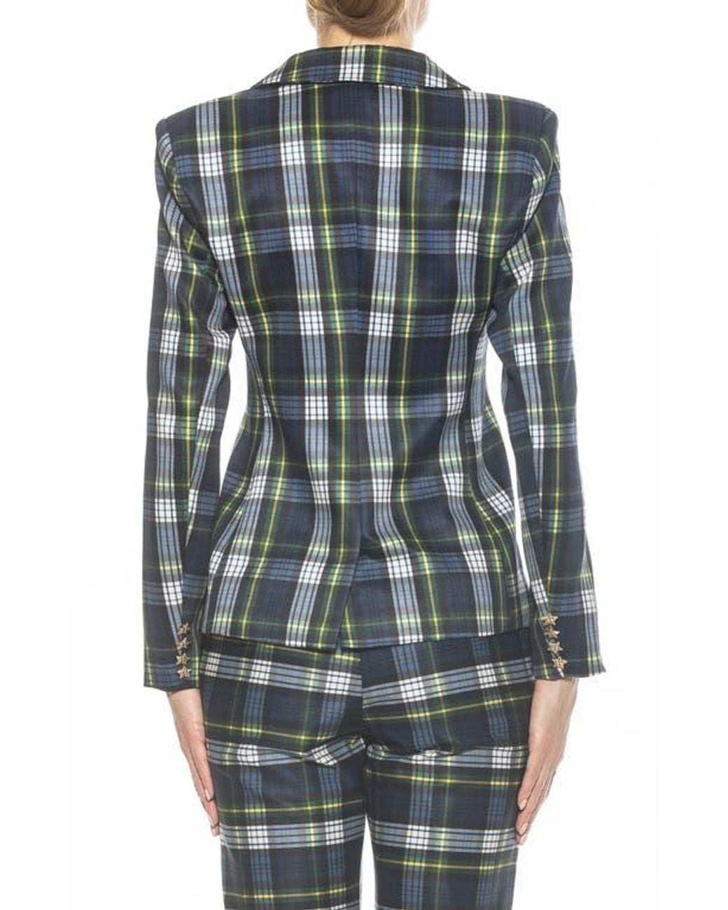 Alexia Admor Blue Star Button Plaid Blazer