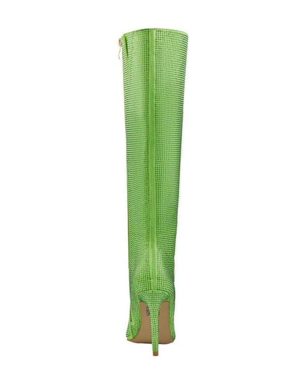 Lady Couture Green Diamond Rhinestone Pointed Toe Boot