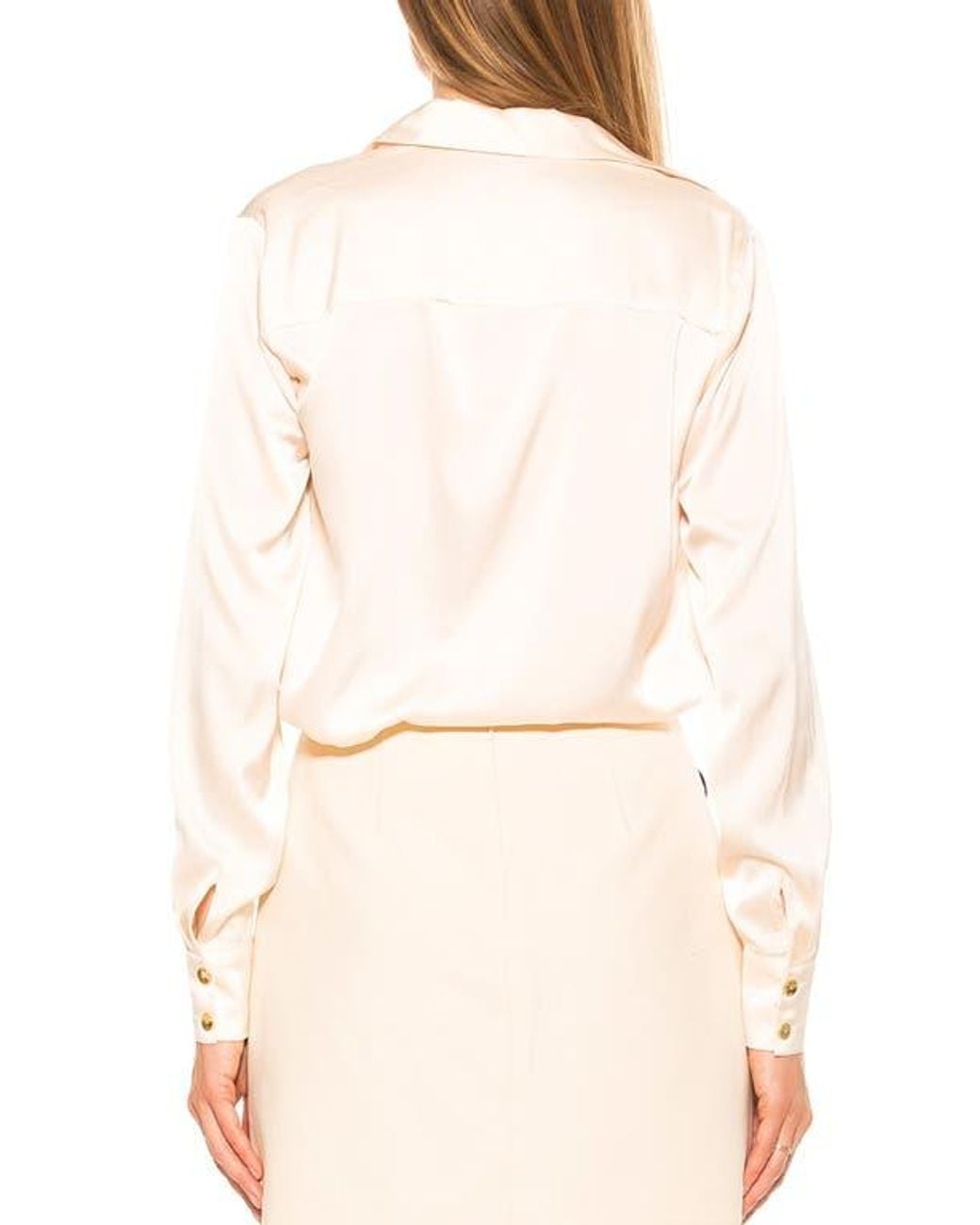 Alexia Admor Natural Rylin Silky Front Button Blouse