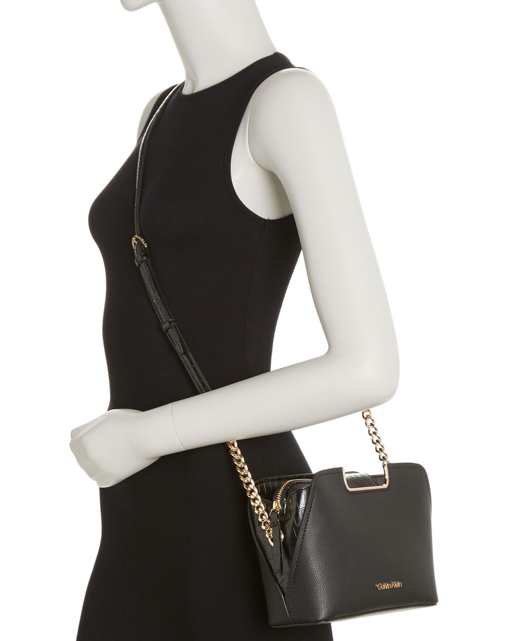 Calvin Klein Finley Croc Embossed Crossbody Bag in Black Lyst