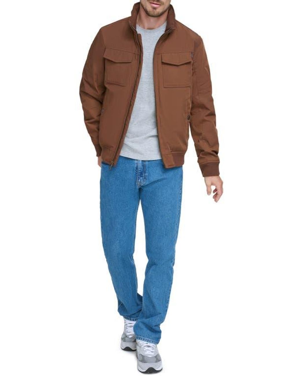 Dockers Brown Quilted Lined Flight Bomber Jacket for men
