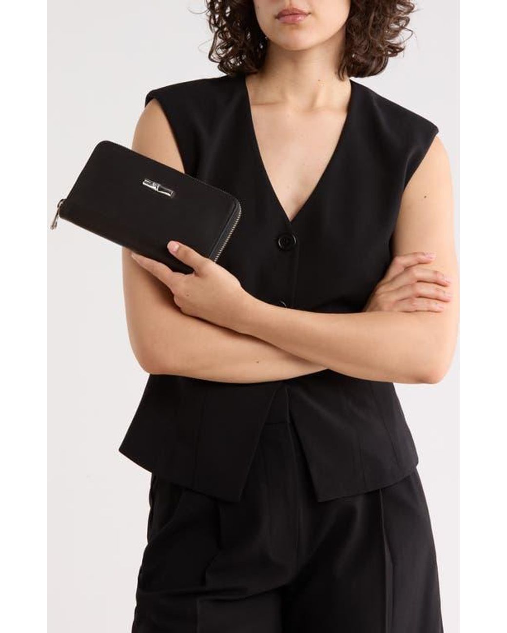 Longchamp Black Heritage Zip Around Wallet