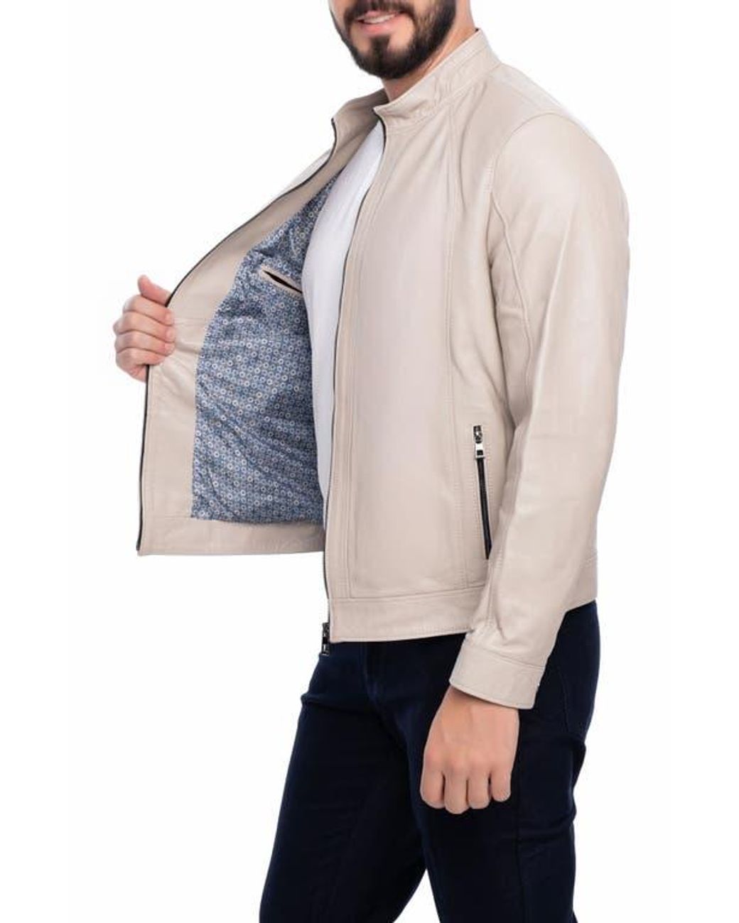 VELLAPAIS Natural Smooth Leather Jacket for men