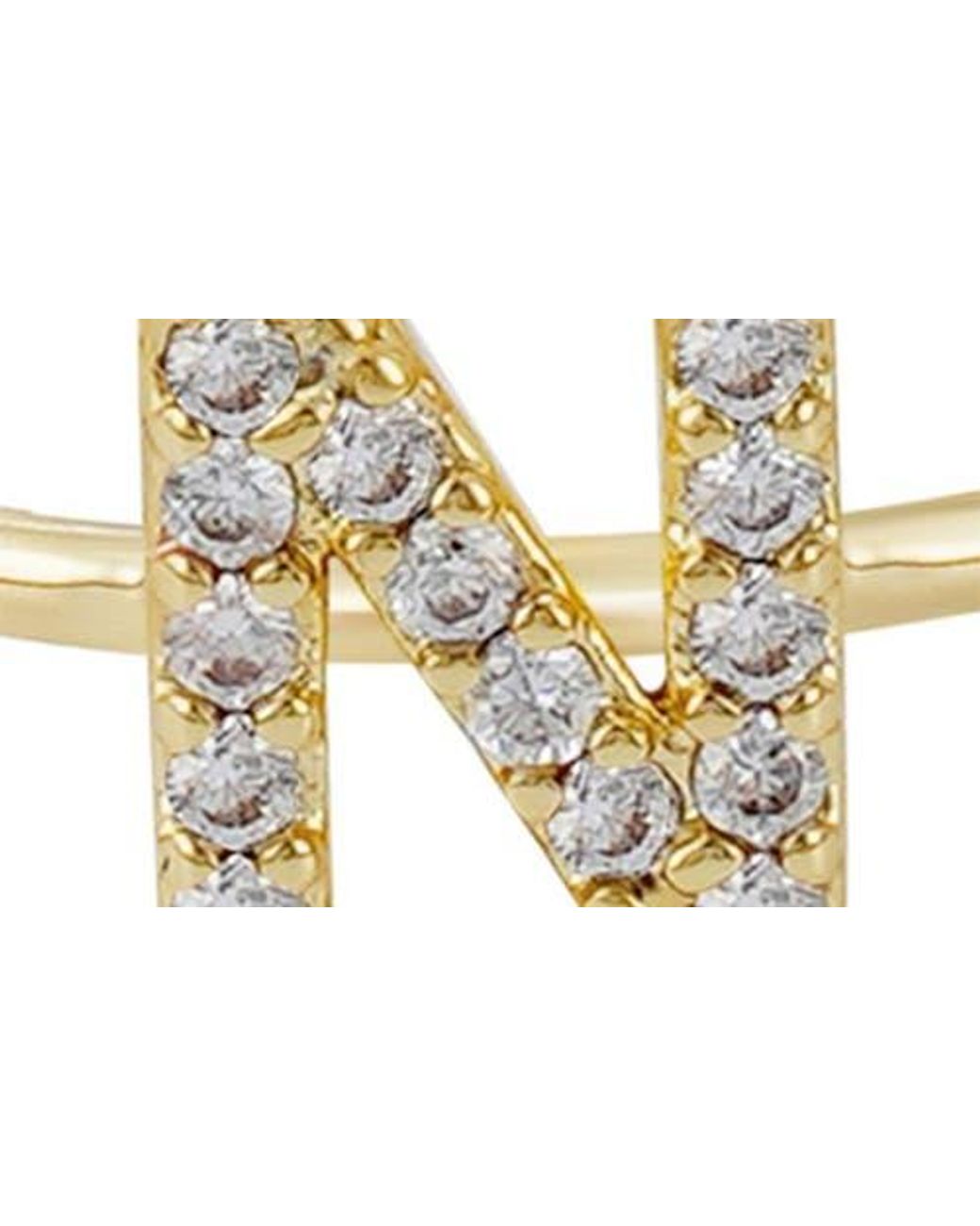 Adornia Metallic Pavé Cz Initial Charm Ring