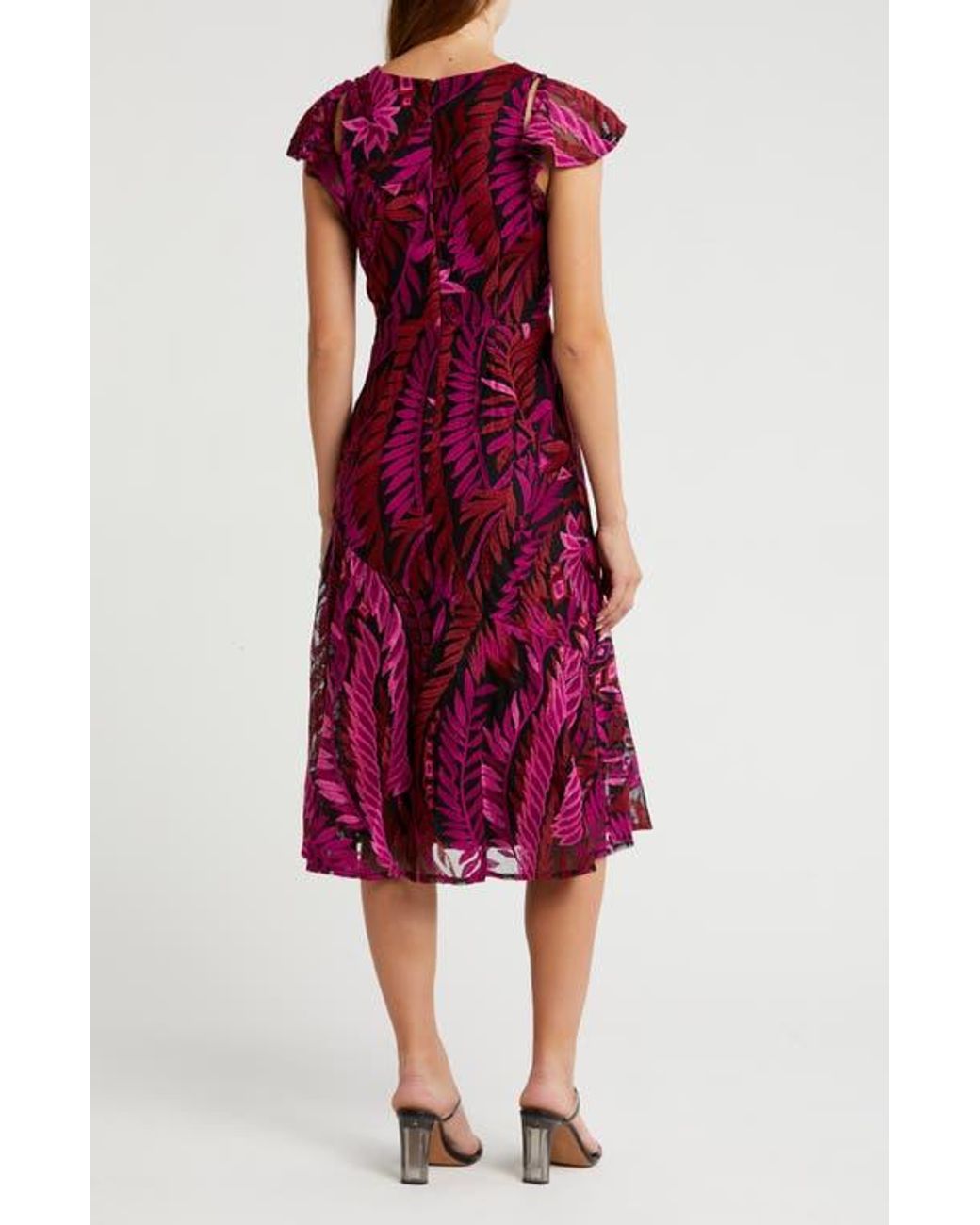 Sam Edelman Leaf Embroidered Midi Dress in Purple | Lyst