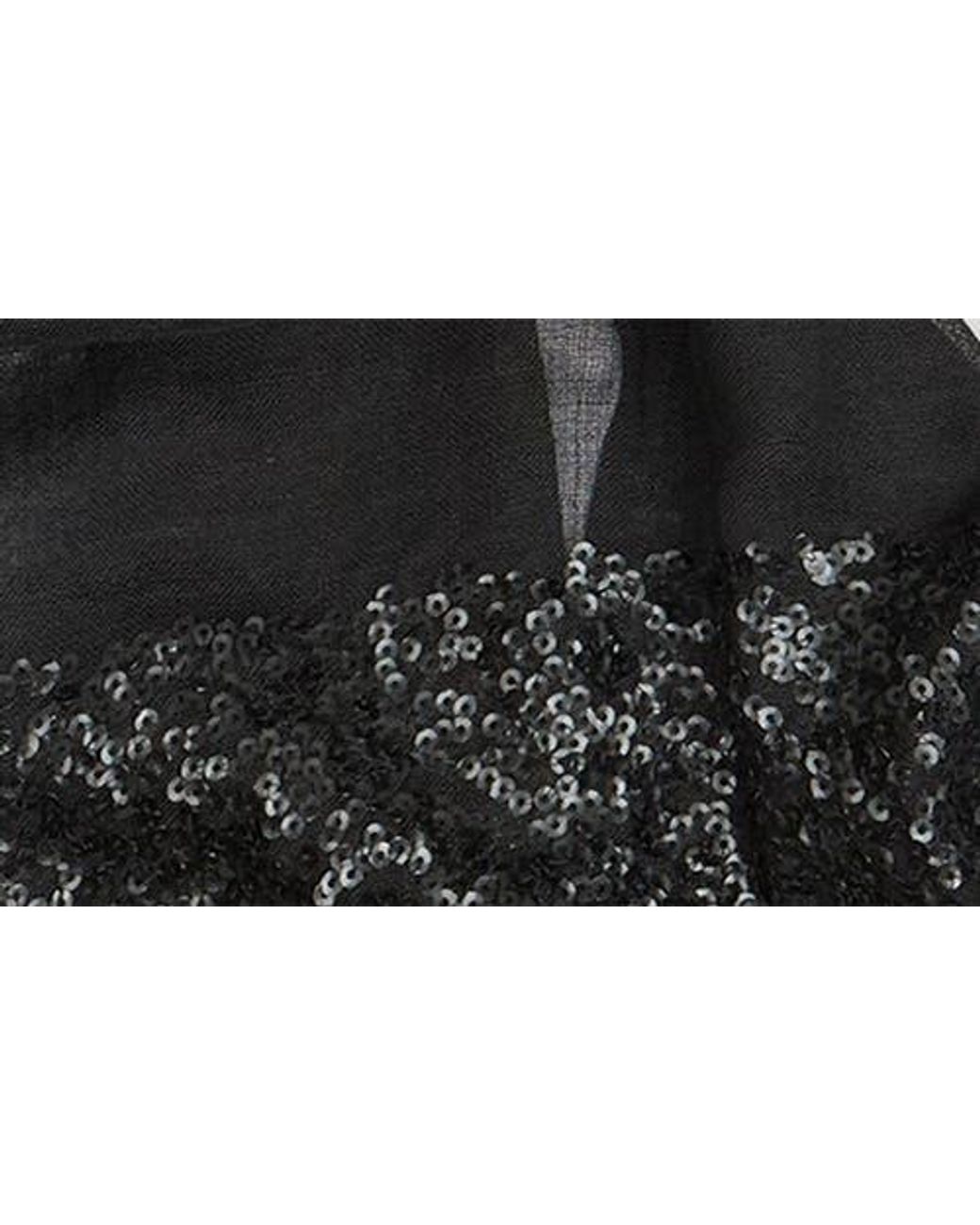 Saachi Black Sequin Wool Formal Scarf