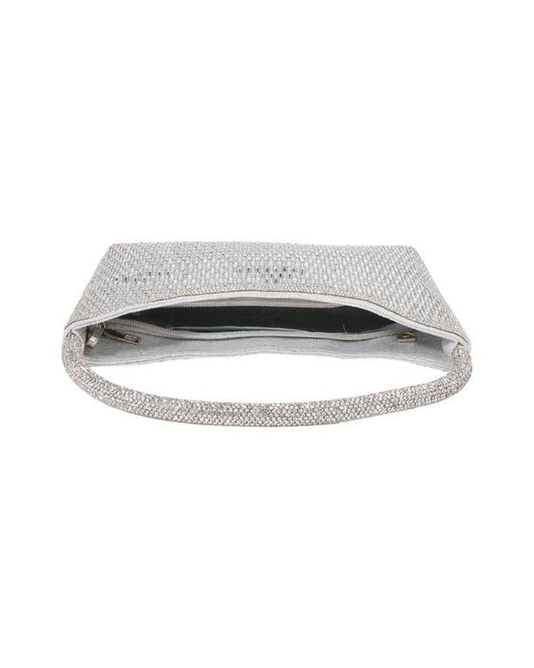 BERNESS Gray Rhinestone Beaded Shoulder Bag