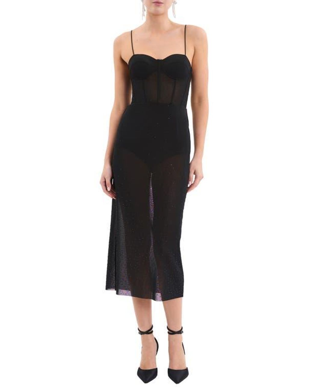 rebecca vallance lilah diamante midi dress Rebecca Vallance Lilah Diamante Midi Dress in Black
