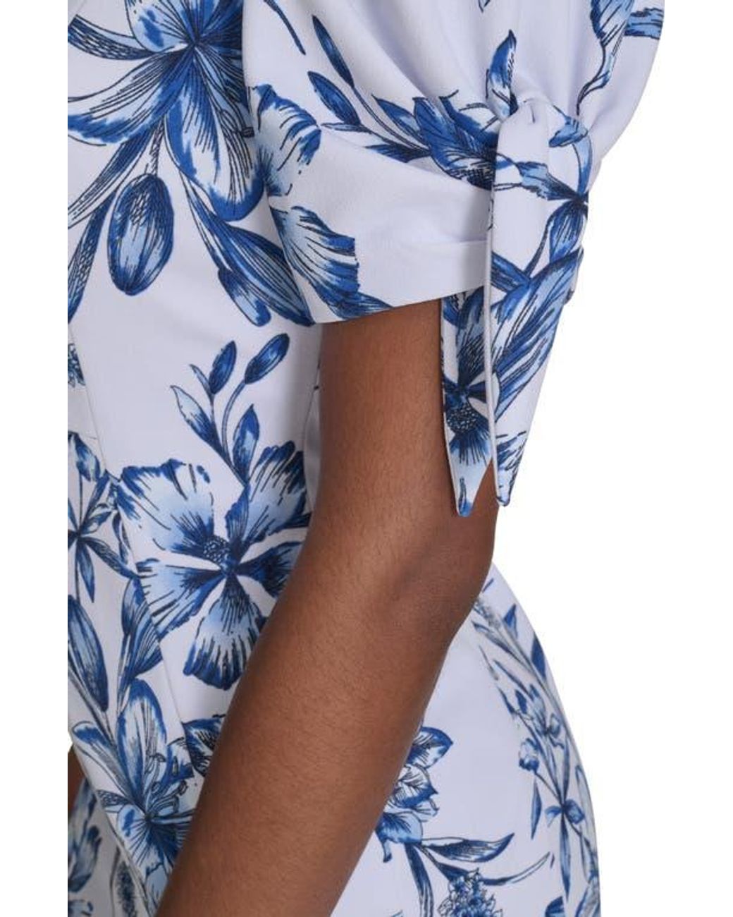 Calvin Klein Floral Tie Short Sleeve Sheath Dress in Blue | Lyst Calvin Klein Floral Tie Short Sleeve Sheath Dress in Blue | Lyst