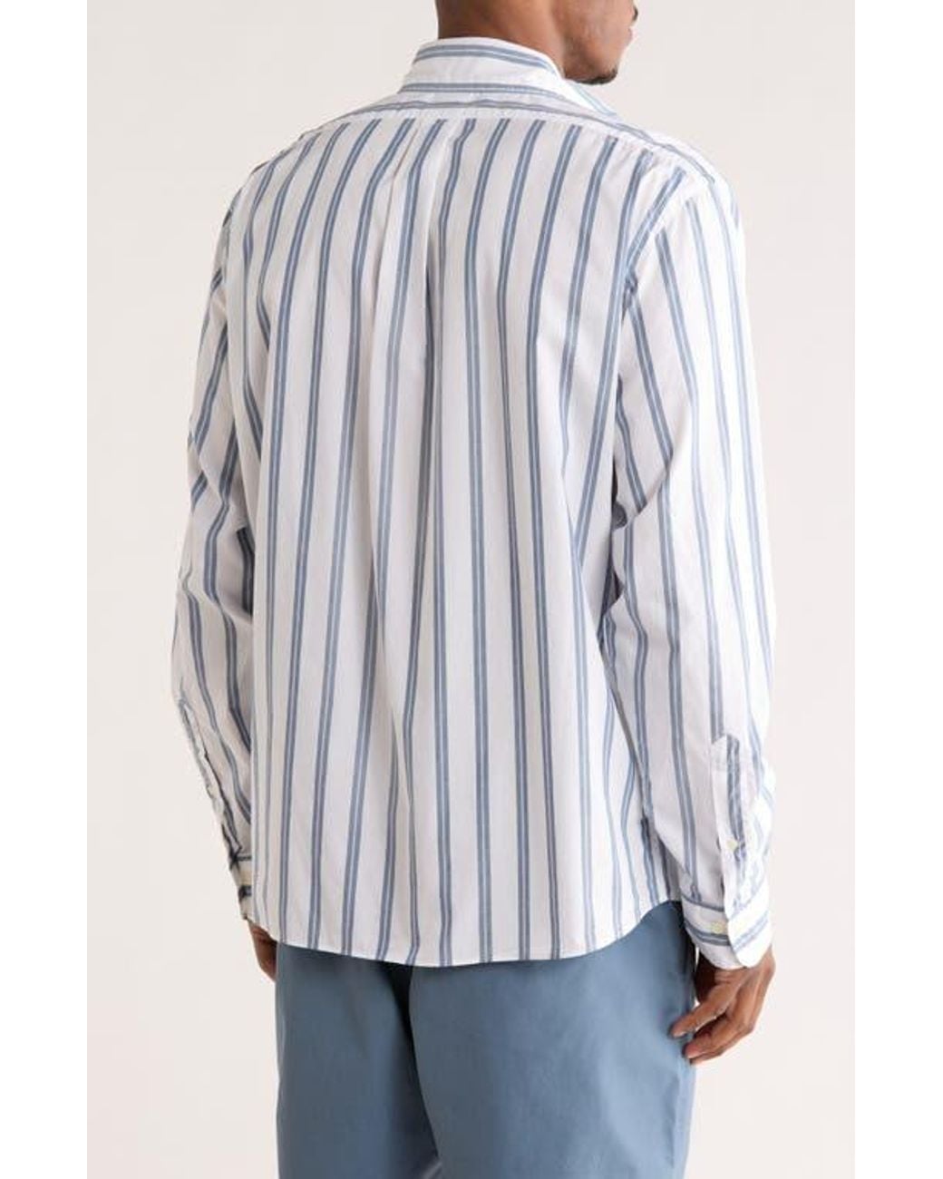 Brooks Brothers Blue Stripe Poplin Button-Down Shirt for men