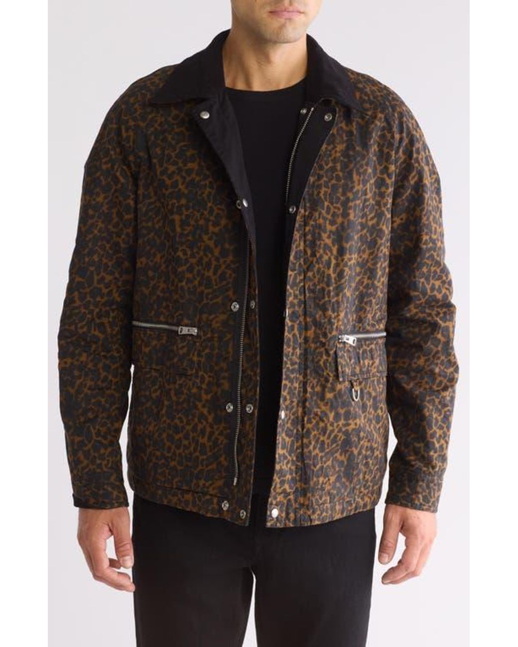 AllSaints Vanian Reversible Leopard Print Jacket in Black for Men