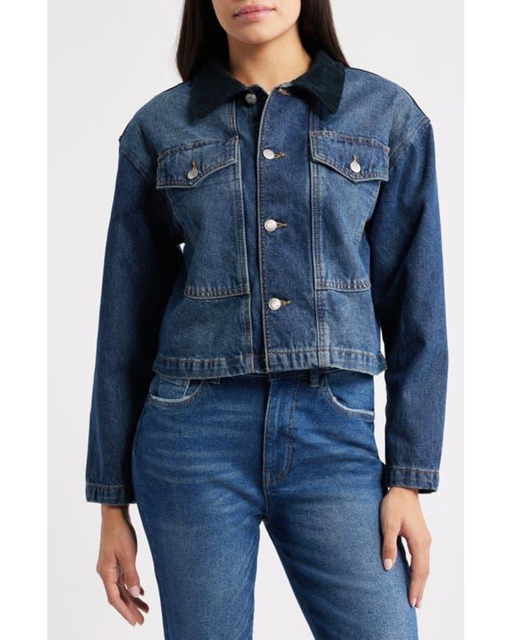 WARP+WEFT Blue Avl Crop Denim Jacket
